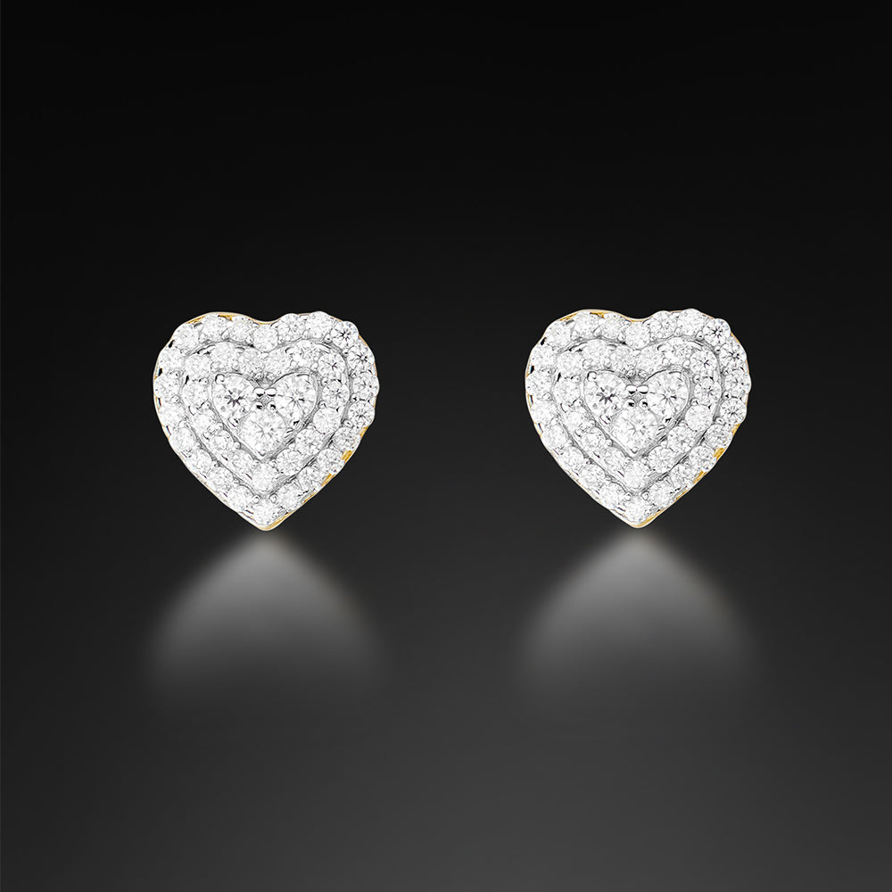 Moissanite Heart Stud Earring