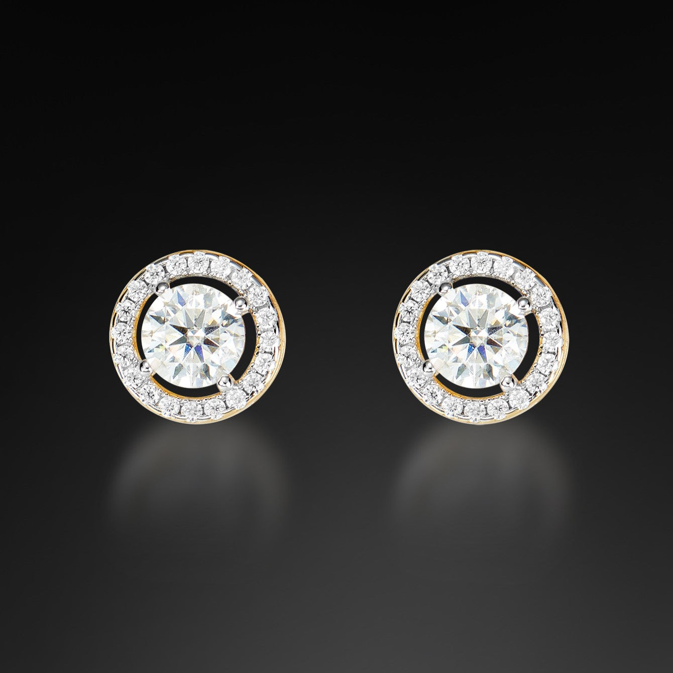 Moissanite Halo Round Cut Stud Earring