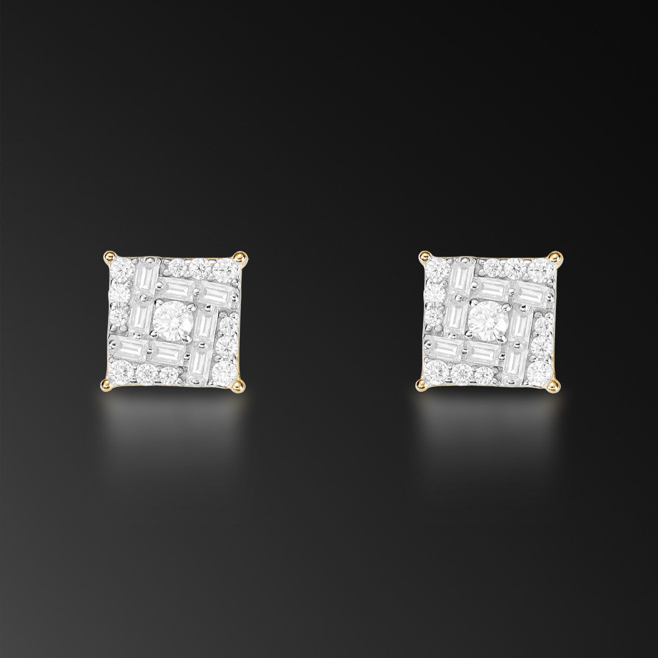 Moissanite Baguette Square Stud Earring