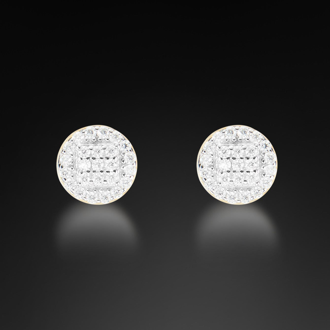 Moissanite Round Mix Square Stud Earring