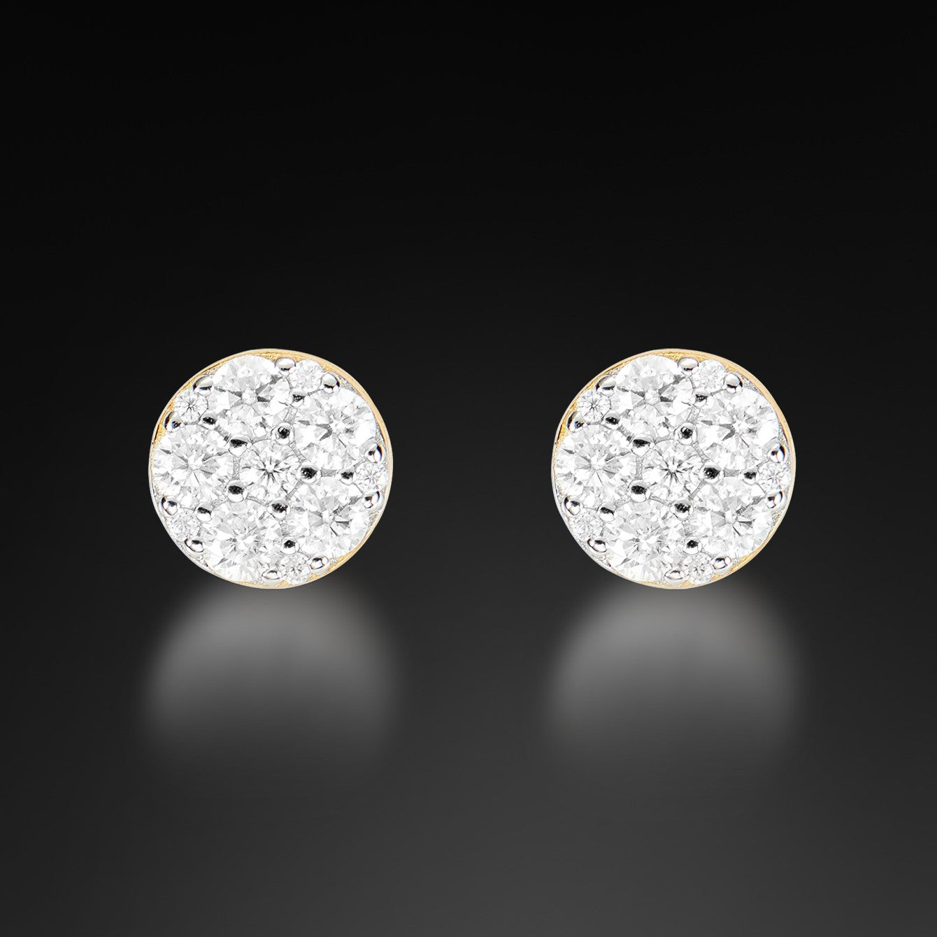 Moissanite Round Flower Cluster Stud Earring