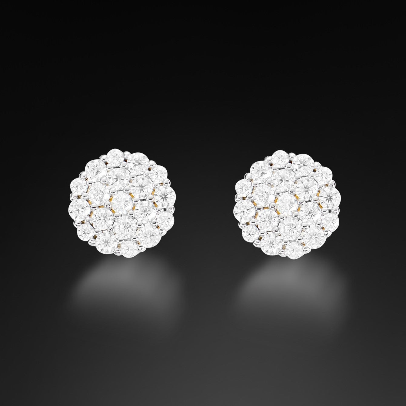 Moissanite Halo Round Cluster Stud Earring