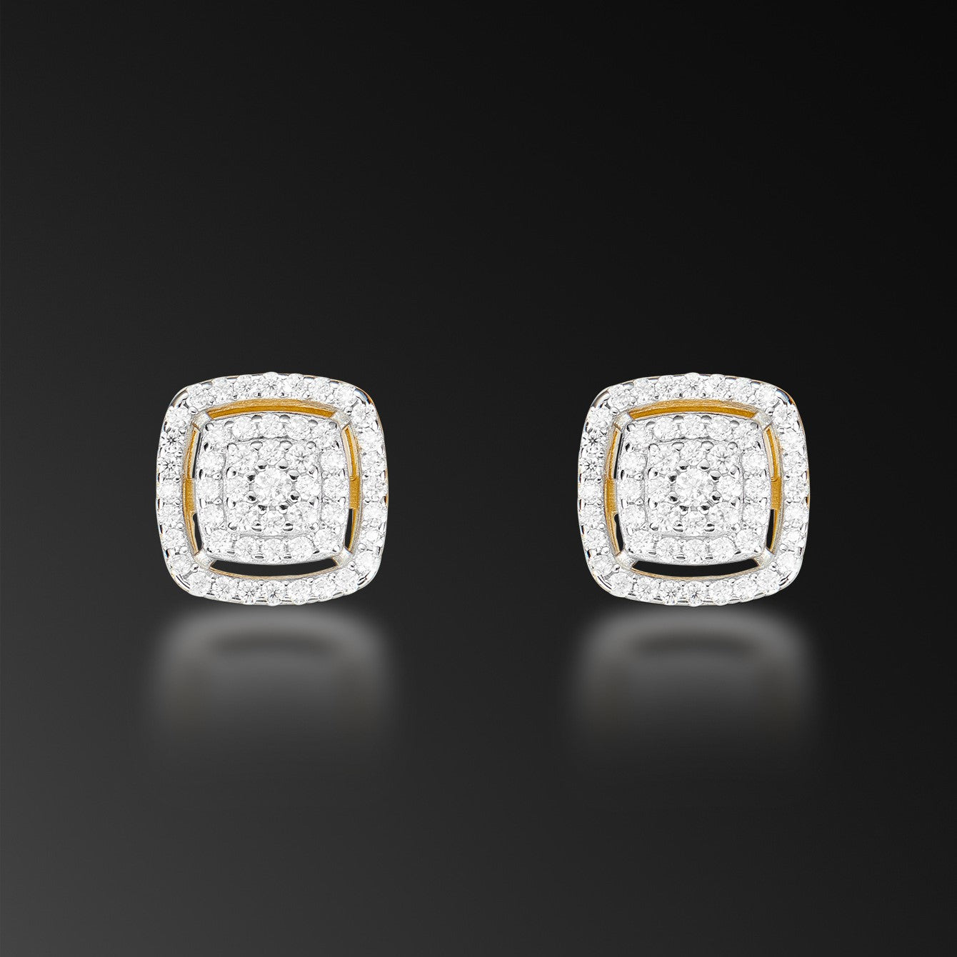 Moissanite Halo Square Stud Earring