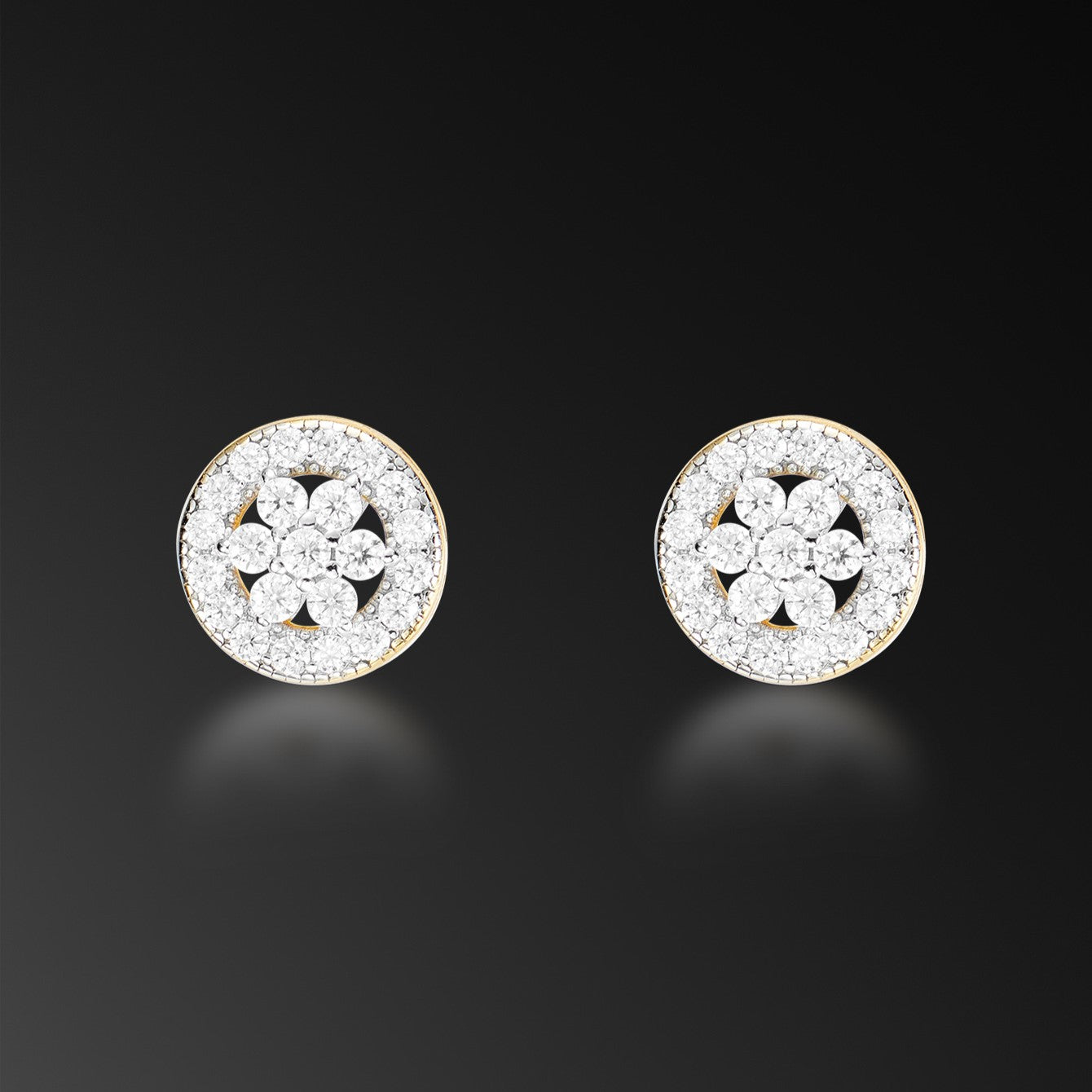 Moissanite Halo Cluster Stud Earring