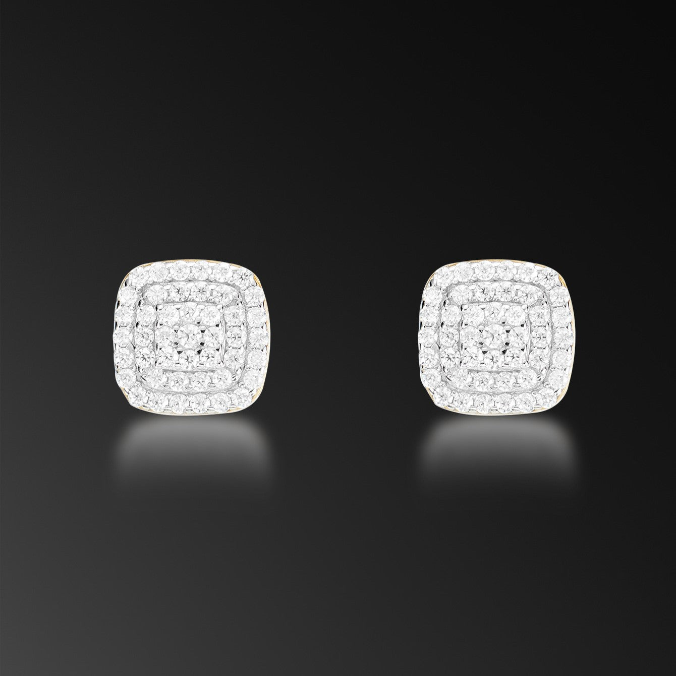 Moissanite Halo Sqaure Cluster Stud Earring