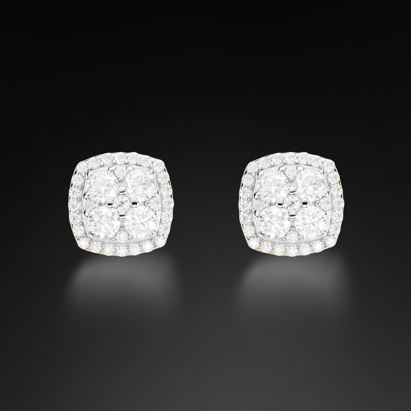 Moissanite Sqaure Clover Stud Earring