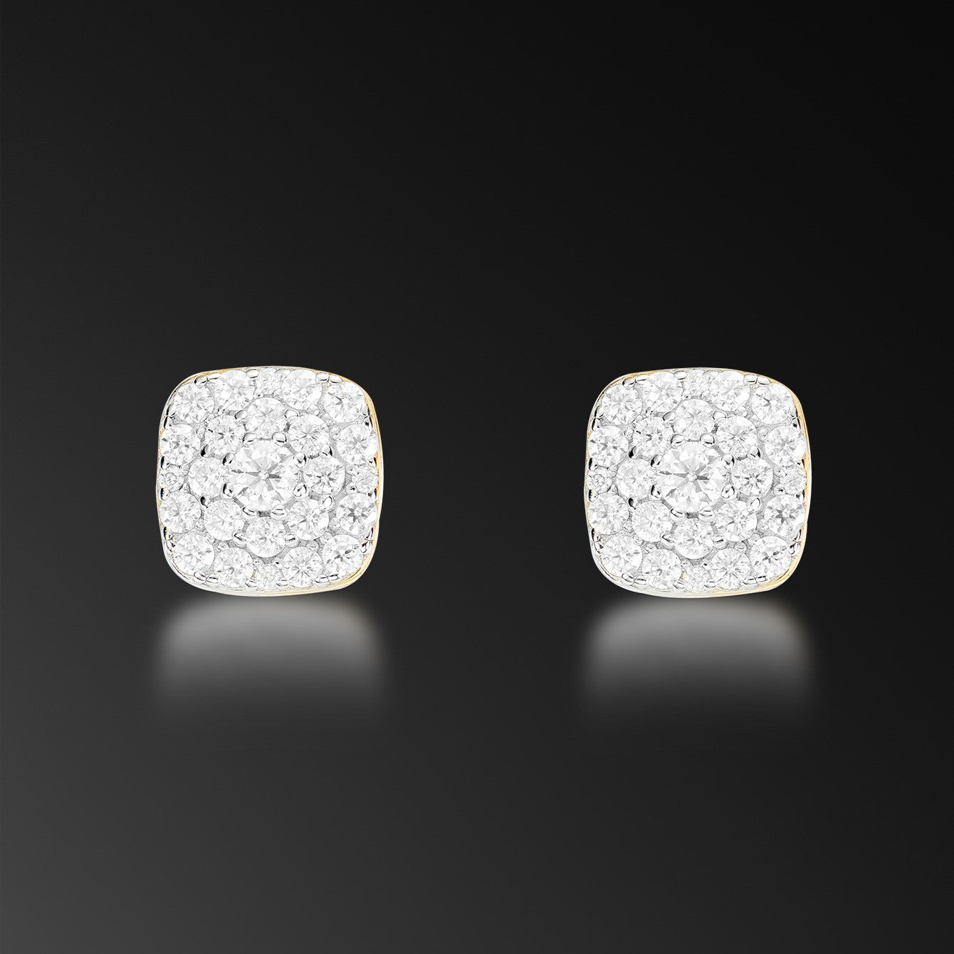 Moissanite Sqaure Cluster Stud Earring