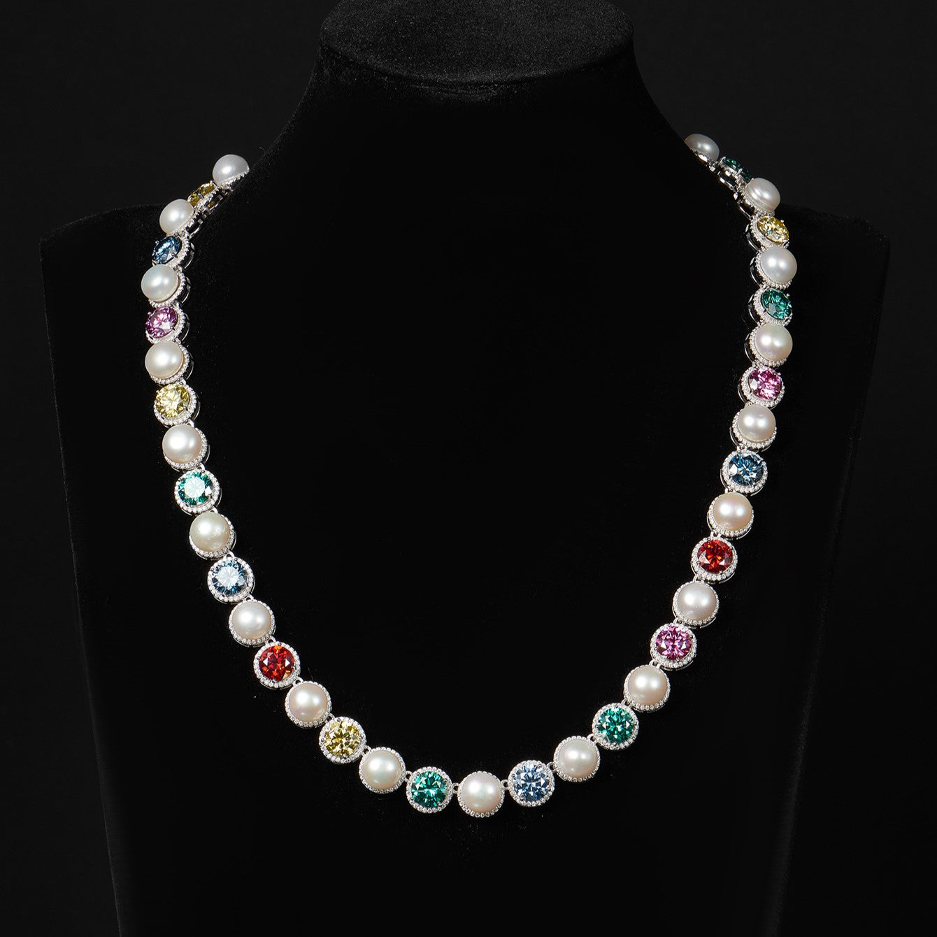 S925 Mix Color Moissanite Pear Tennis Chian