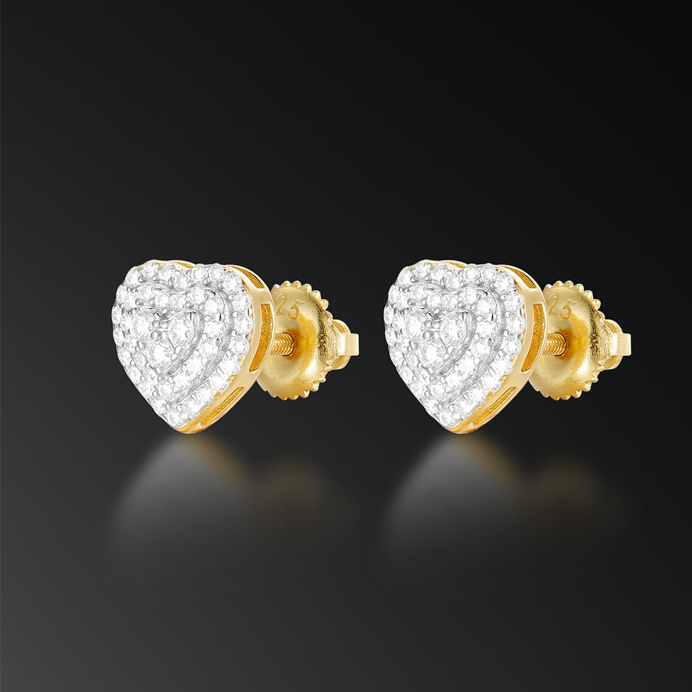 Moissanite Heart Stud Earring