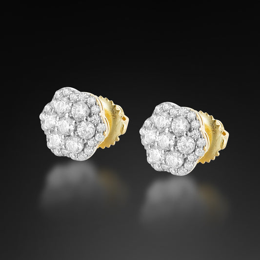 Moissanite 8MM Halo Cluster Stud Earring