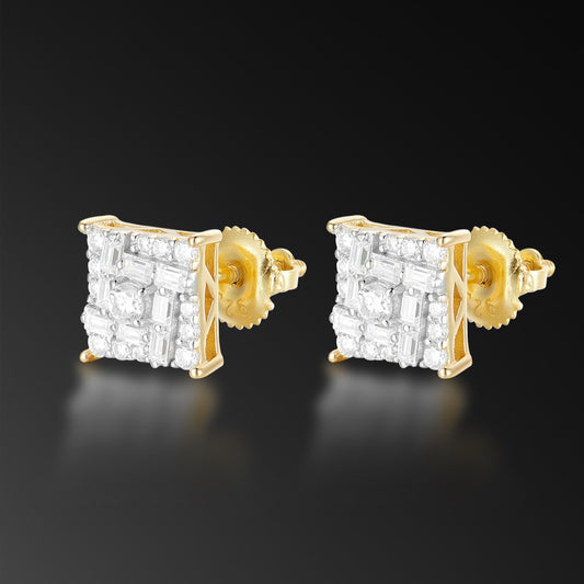 Moissanite Baguette Square Stud Earring
