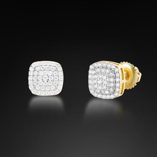 Moissanite Halo Sqaure Cluster Stud Earring