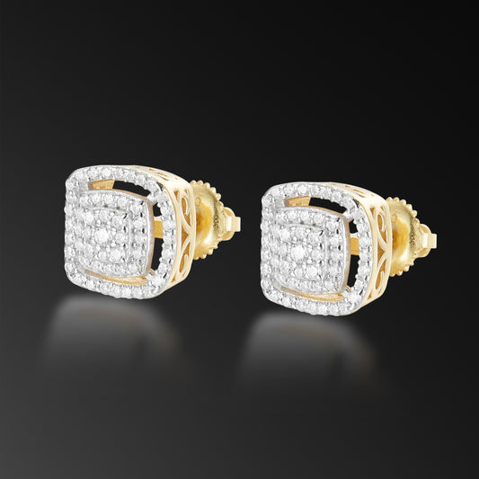 Moissanite Halo Square Stud Earring