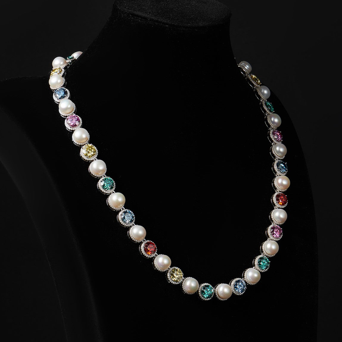 S925 Mix Color Moissanite Pear Tennis Chian