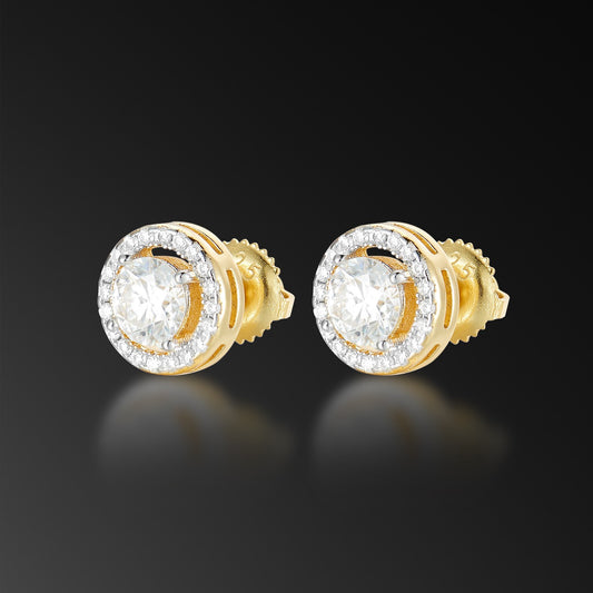 Moissanite Halo Round Cut Stud Earring