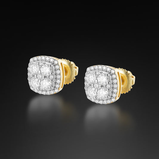 Moissanite Sqaure Clover Stud Earring