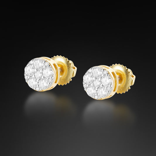 Moissanite Round Flower Cluster Stud Earring