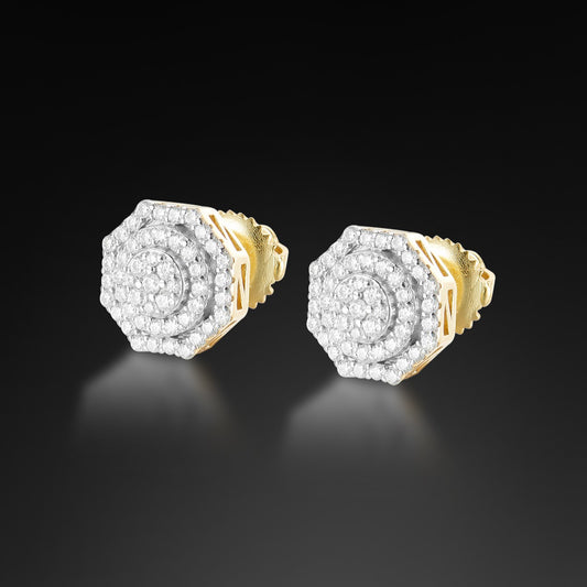 Moissanite Octagon Halo Stud Earring