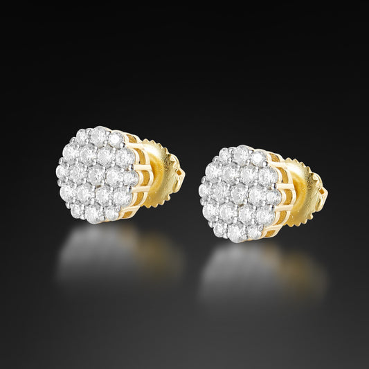 Moissanite Halo Round Cluster Stud Earring