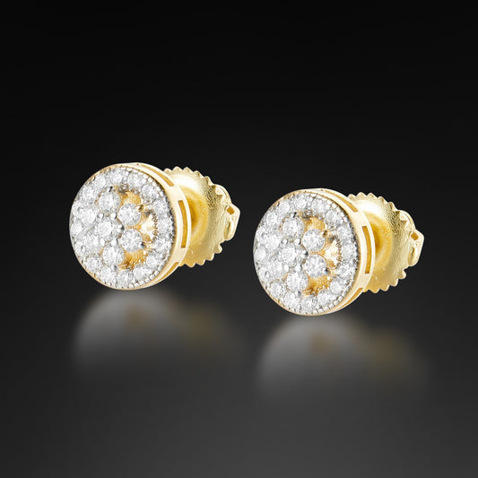 Moissanite Halo Cluster Stud Earring