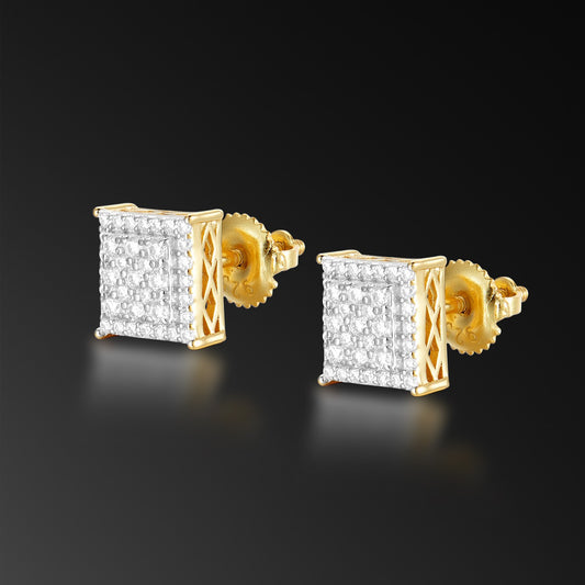 Moissanite Square Halo Stud Earring