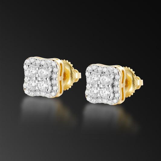 Moissanite Halo Clover Stud Earring