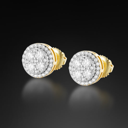 Moissanite Round Clover Stud Earring