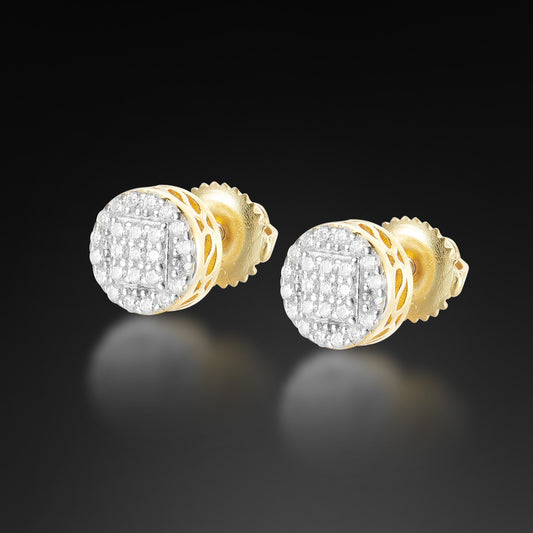 Moissanite Round Mix Square Stud Earring