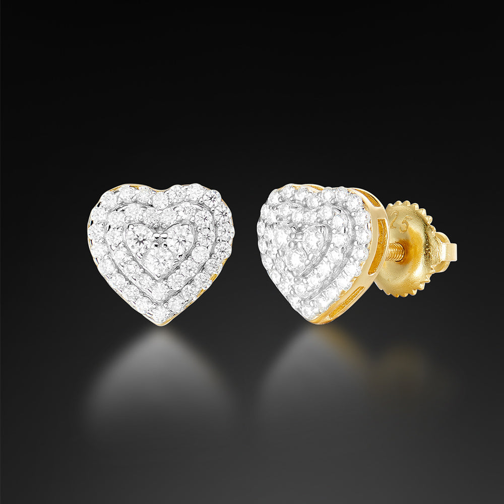 Moissanite Heart Stud Earring