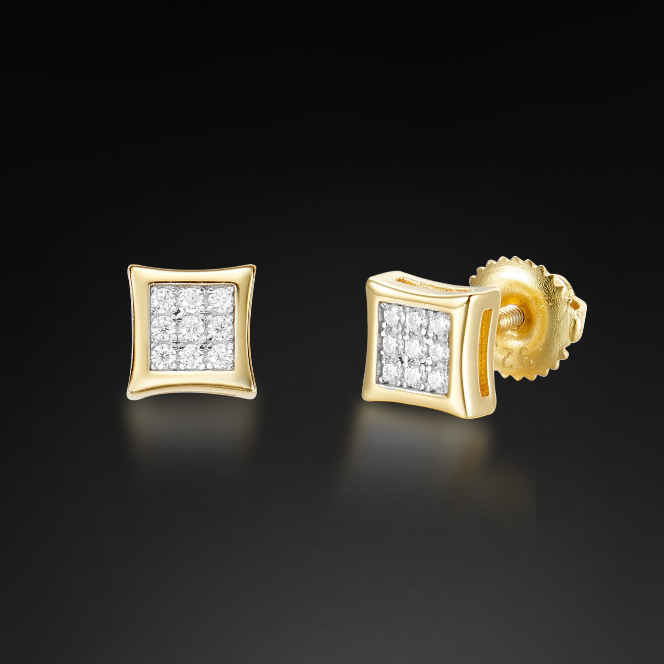 Moissanite 6MM Sqaure Stud Earring