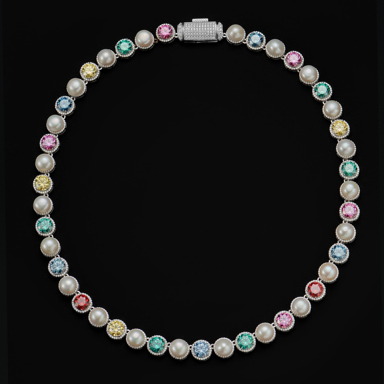 S925 Mix Color Moissanite Pear Tennis Chian