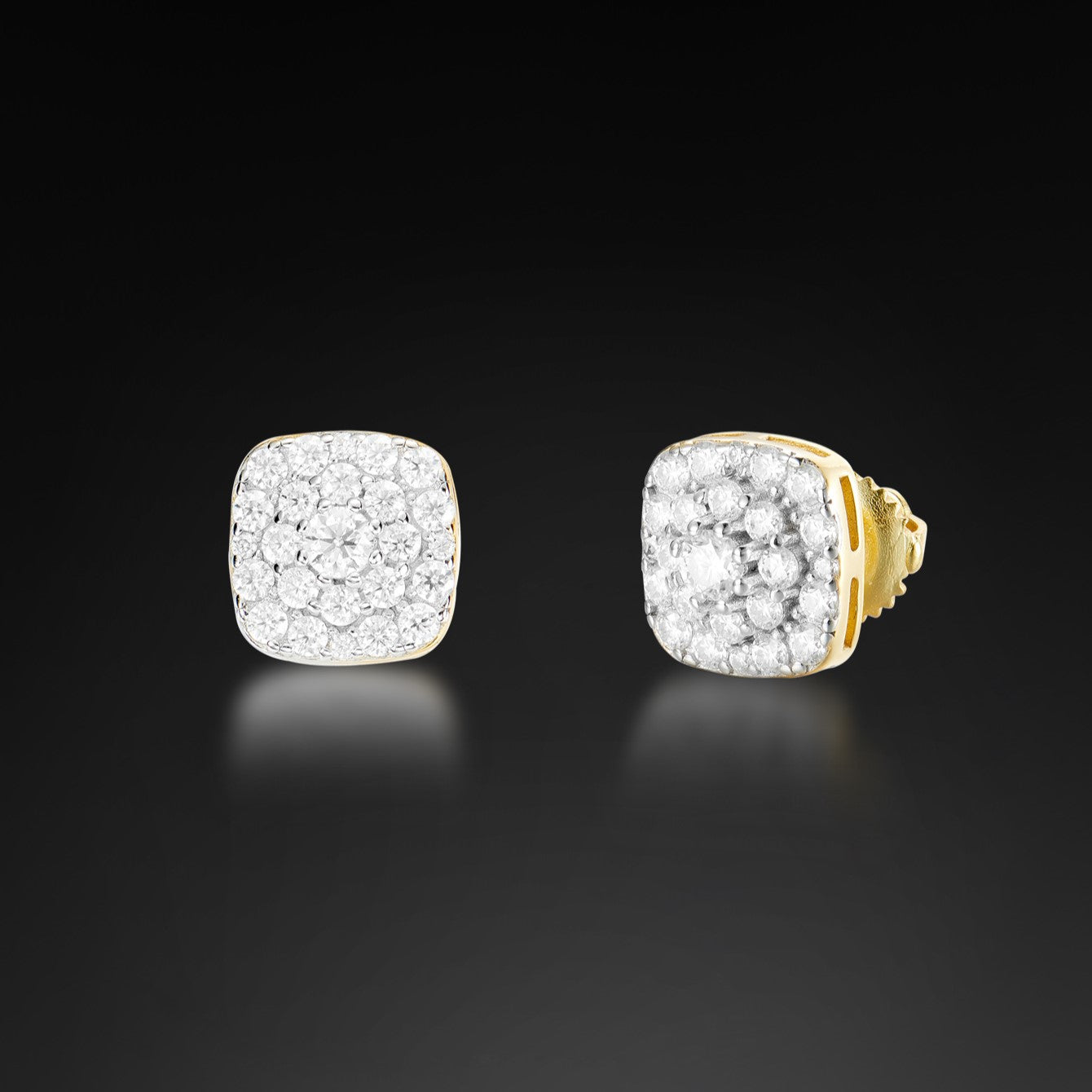 Moissanite Sqaure Cluster Stud Earring