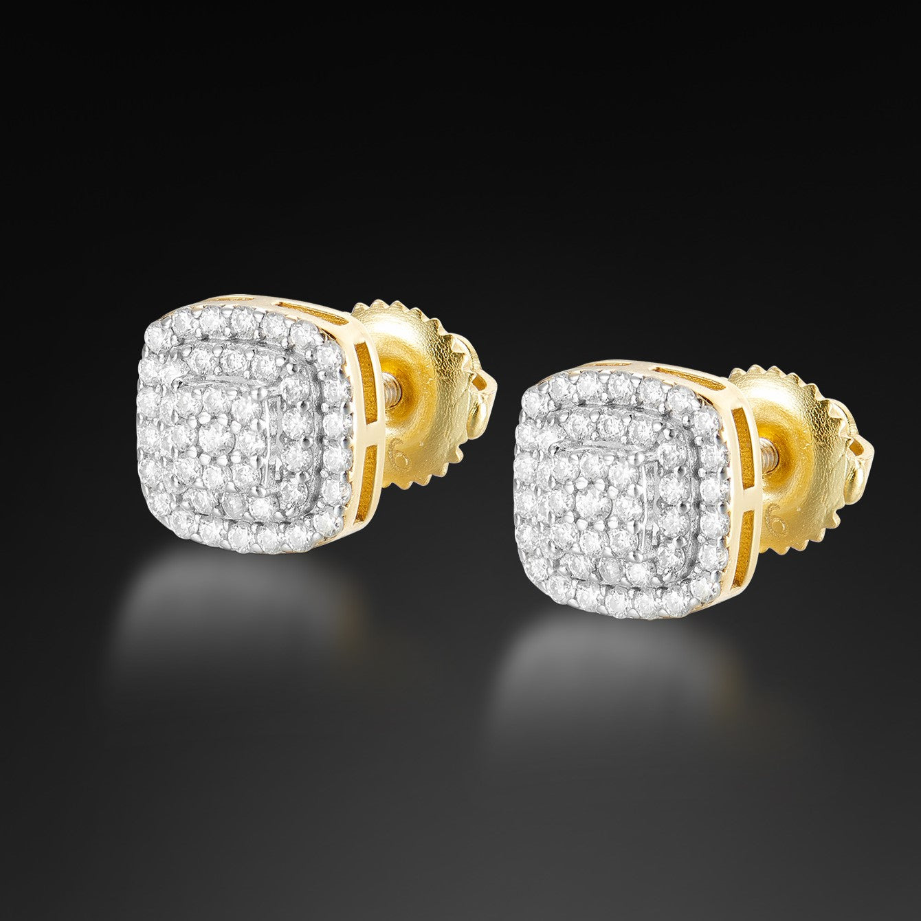 Moissanite Halo Sqaure Cluster Stud Earring