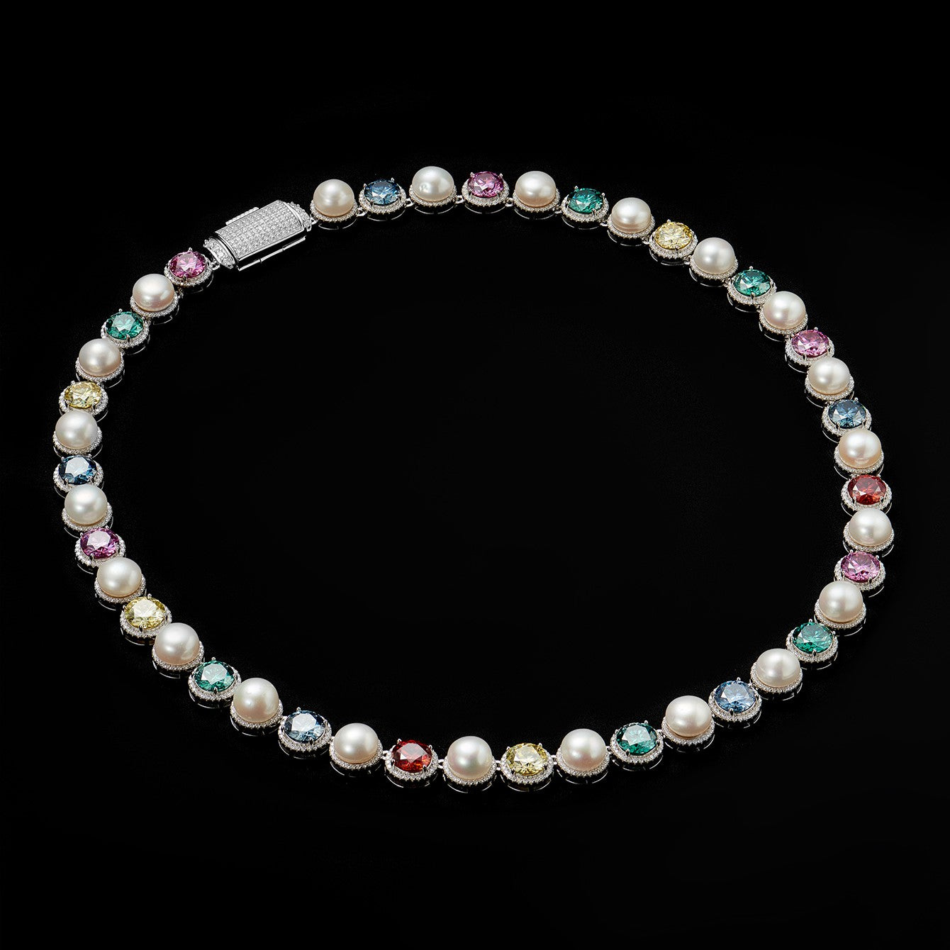 S925 Mix Color Moissanite Pear Tennis Chian