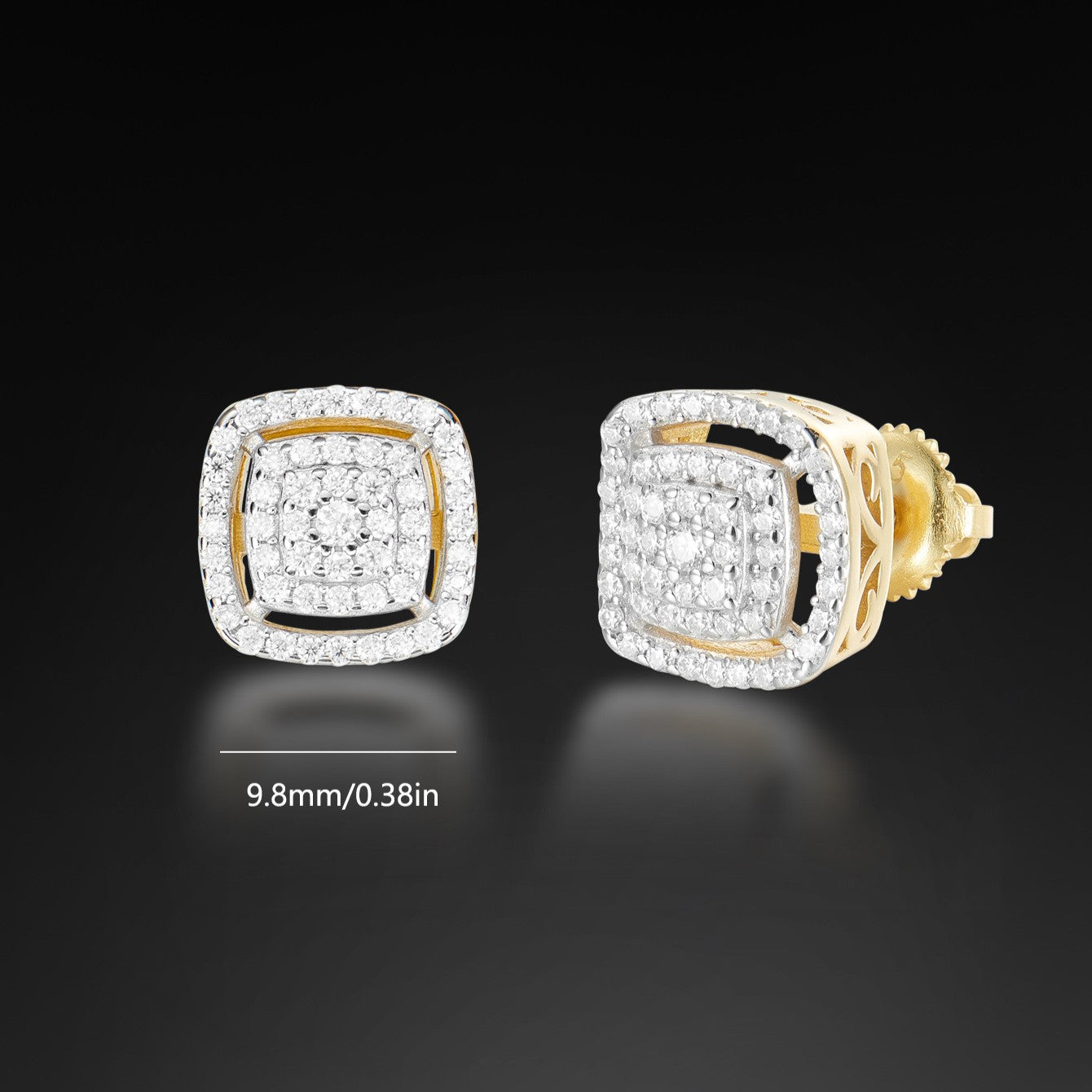 Moissanite Halo Square Stud Earring