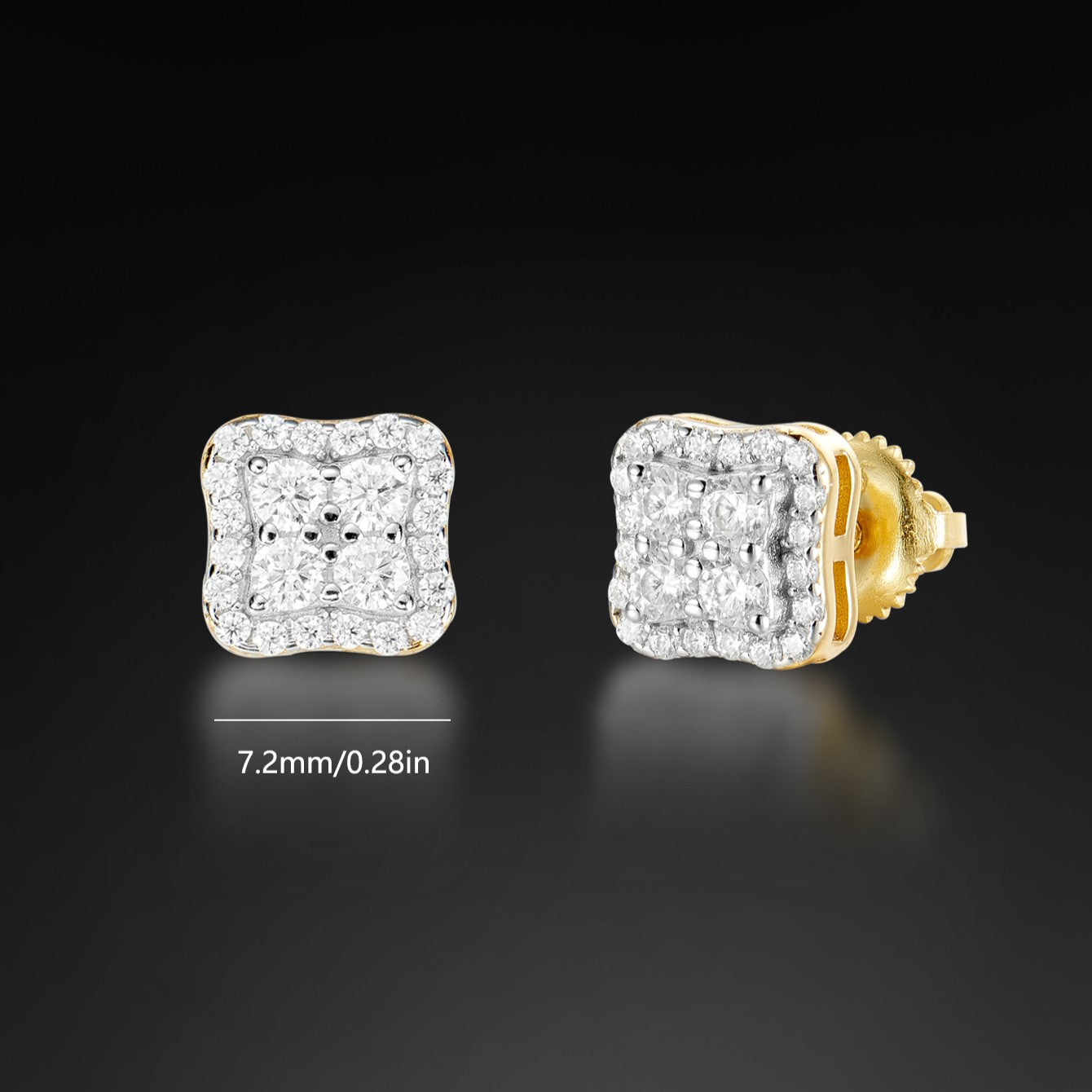Moissanite Halo Clover Stud Earring