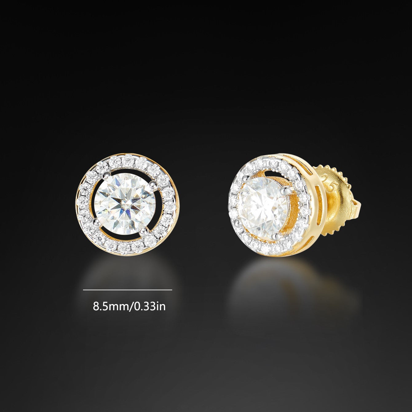 Moissanite Halo Round Cut Stud Earring