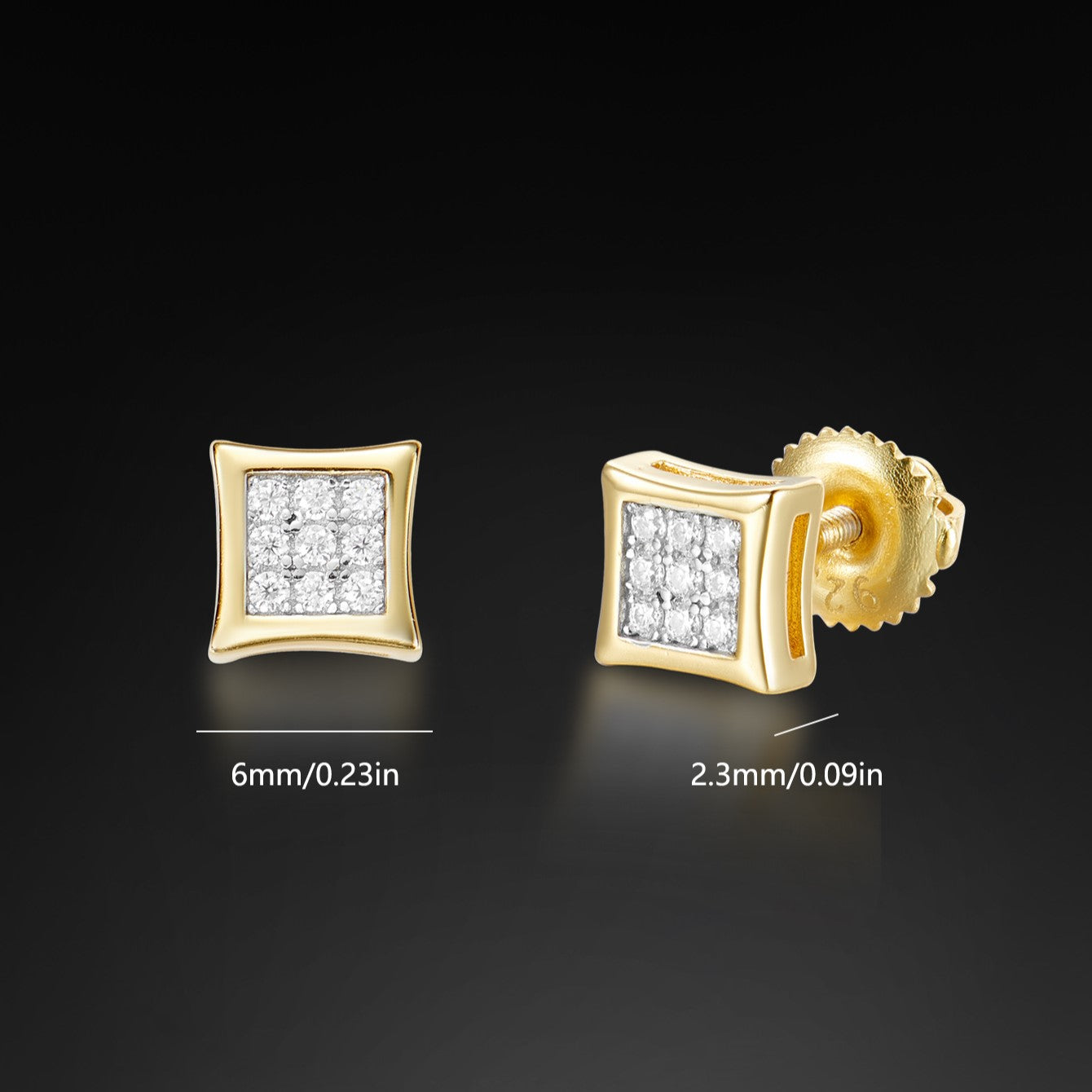 Moissanite 6MM Sqaure Stud Earring