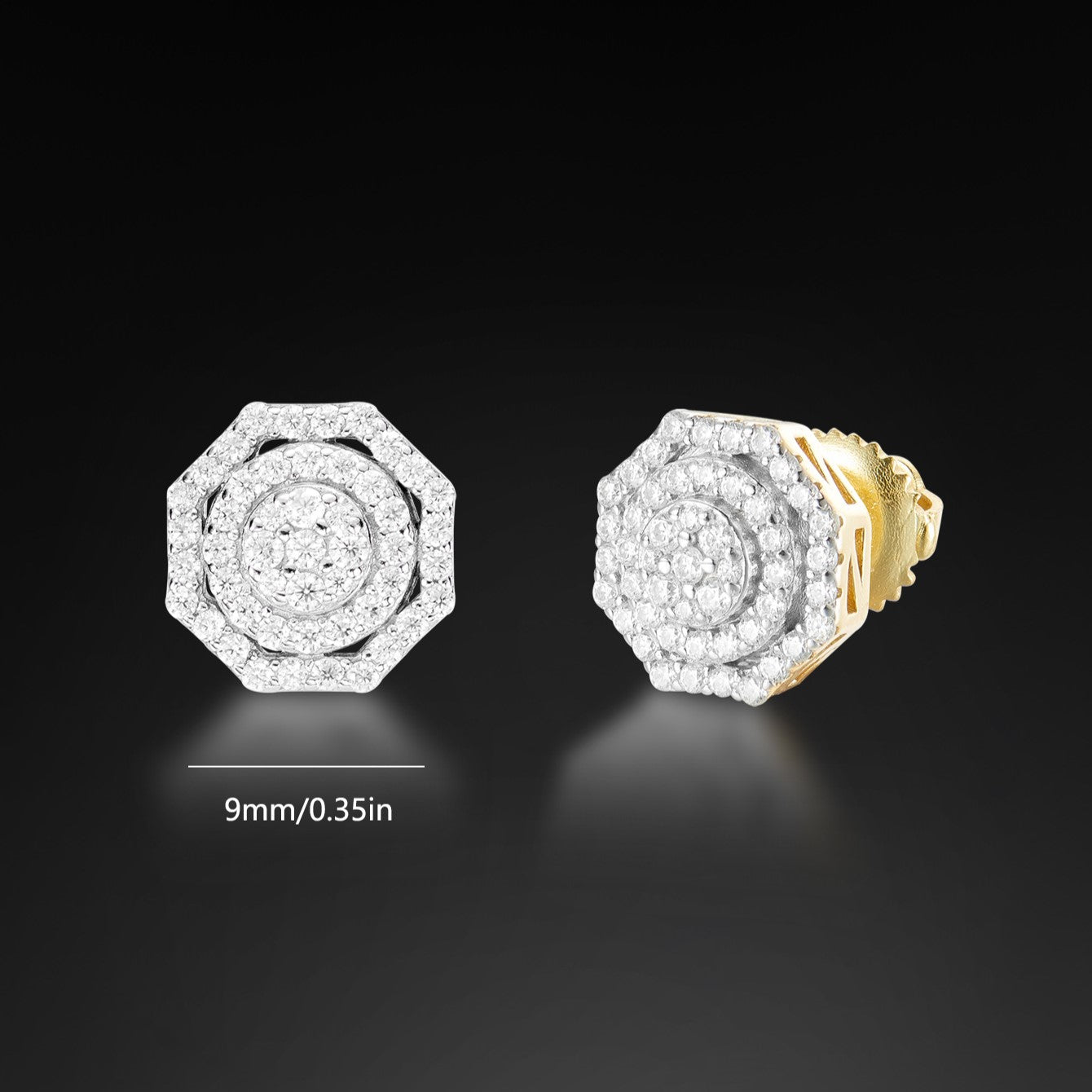 Moissanite Octagon Halo Stud Earring