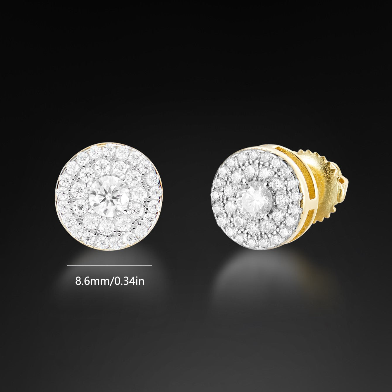 Moissanite Round Stud Earring