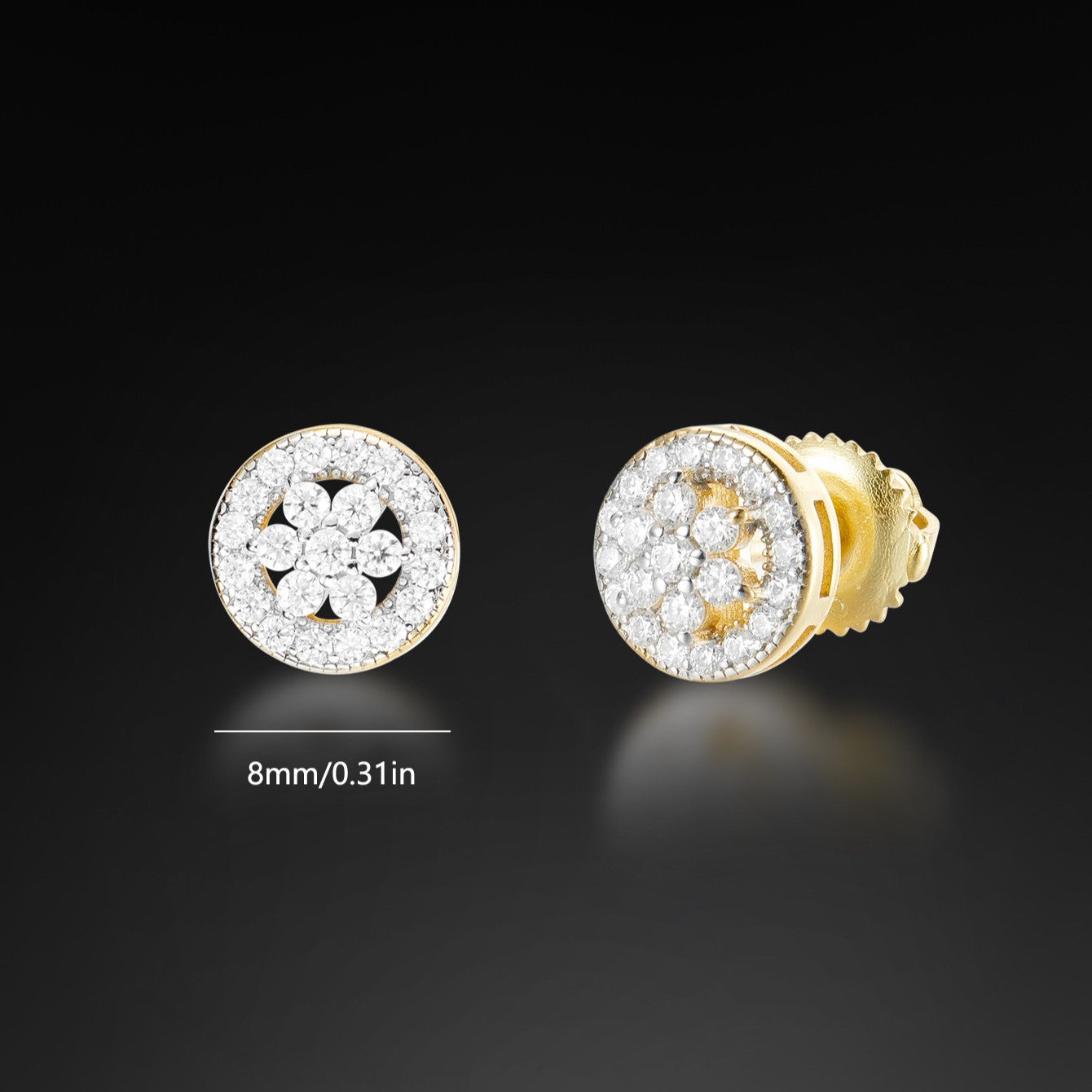 Moissanite Halo Cluster Stud Earring