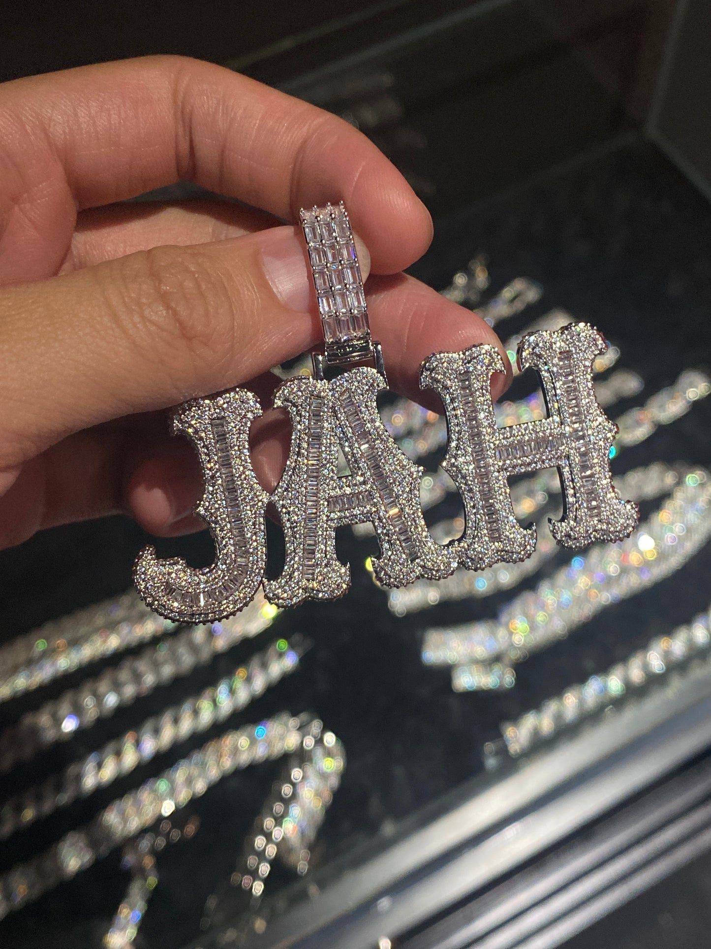Baguette Spiked Letter Custom Pendant