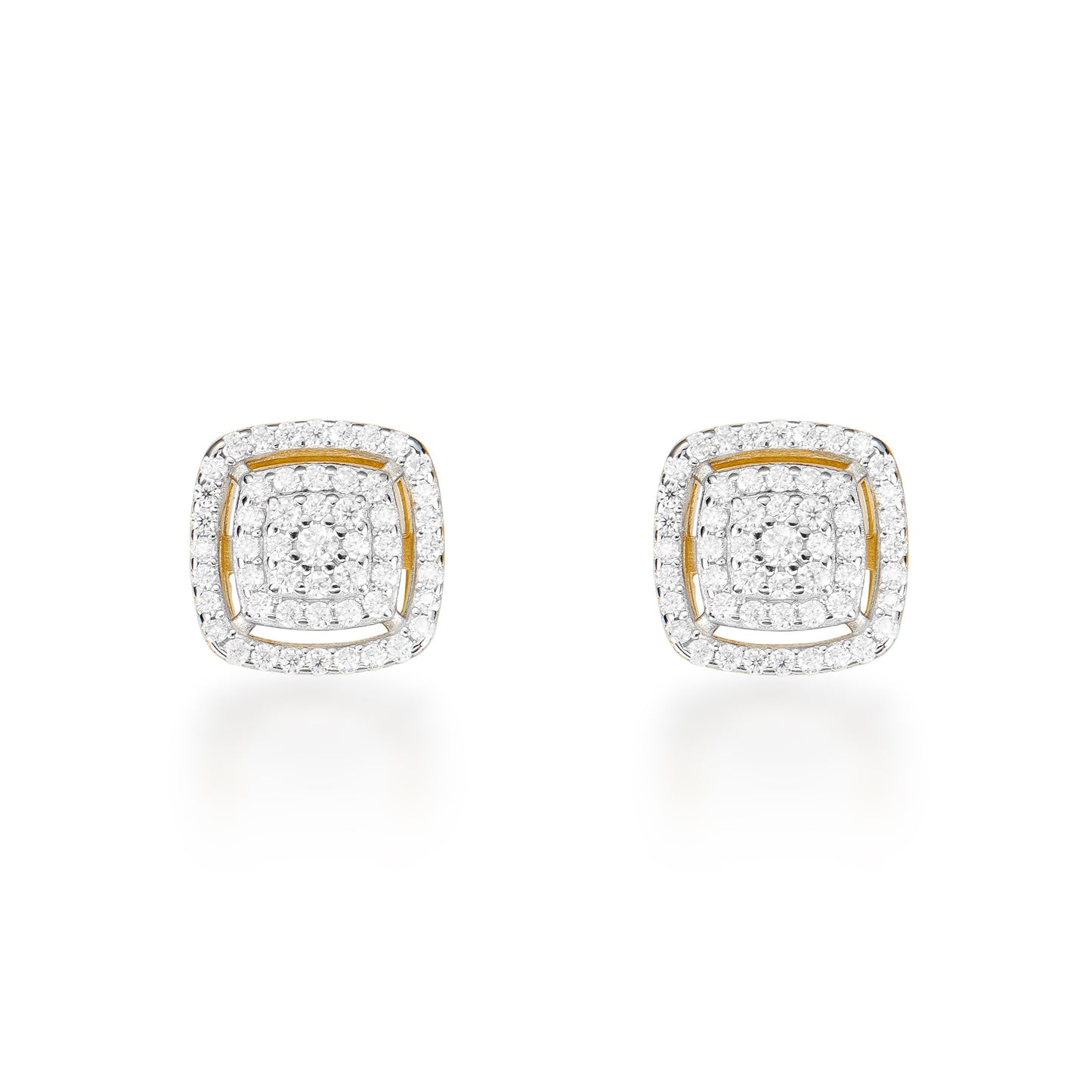 Moissanite Halo Square Stud Earring