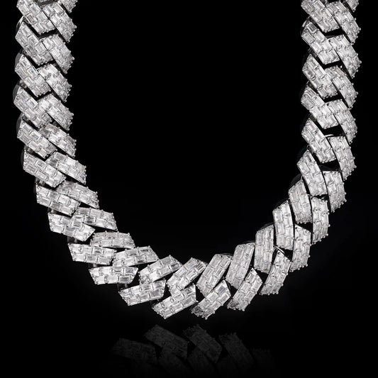 S925 Moissanite 22MM Baguette Cut Cuban Chain