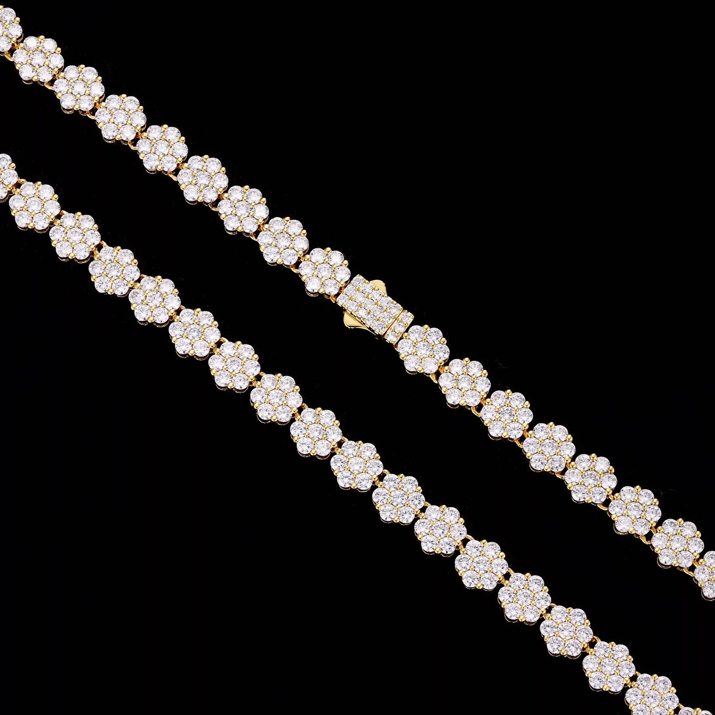 S925 Moissanite 9MM Cluster Tennis Chain
