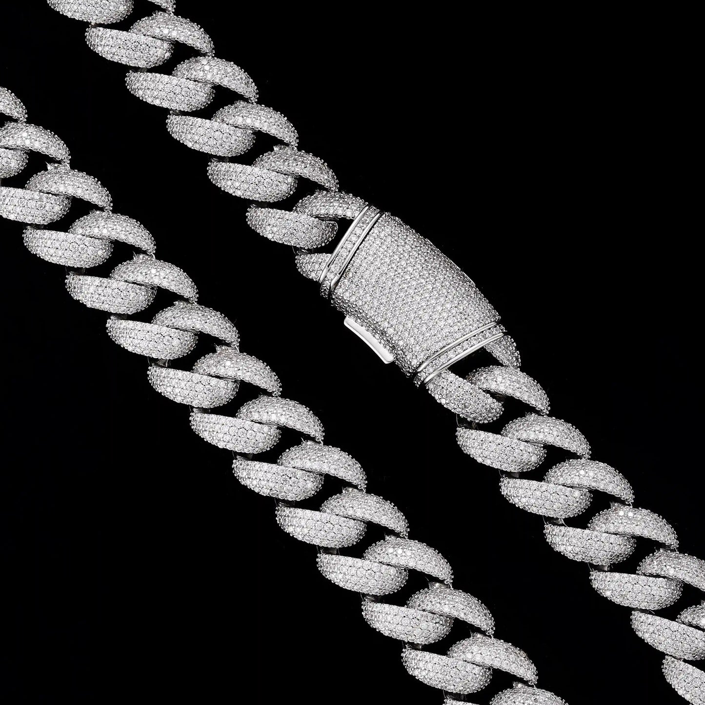S925 Moissanite 18MM Bubble Cuban Chain