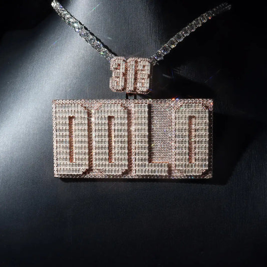 Custom Baguette Letter Box Pendant