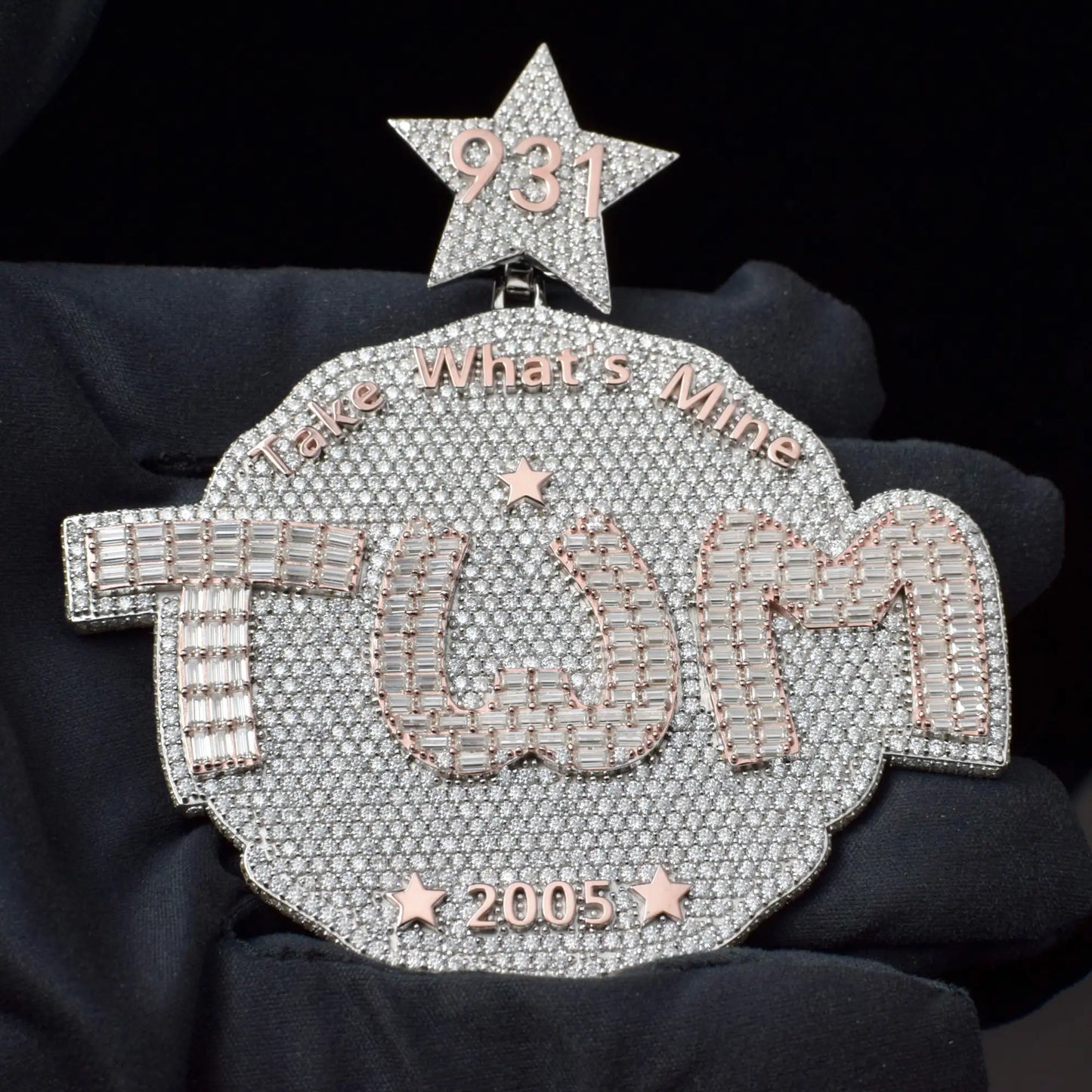 Custom Baguette Letter On Circle Pendant
