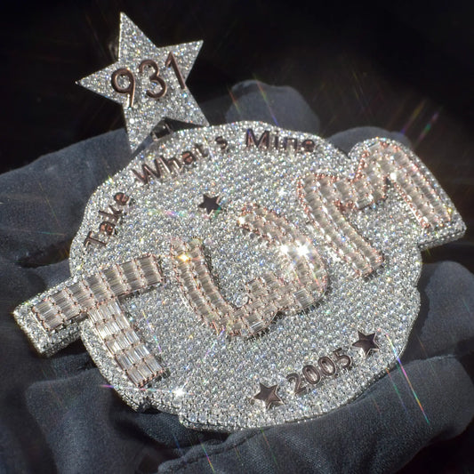 Custom Baguette Letter On Circle Pendant