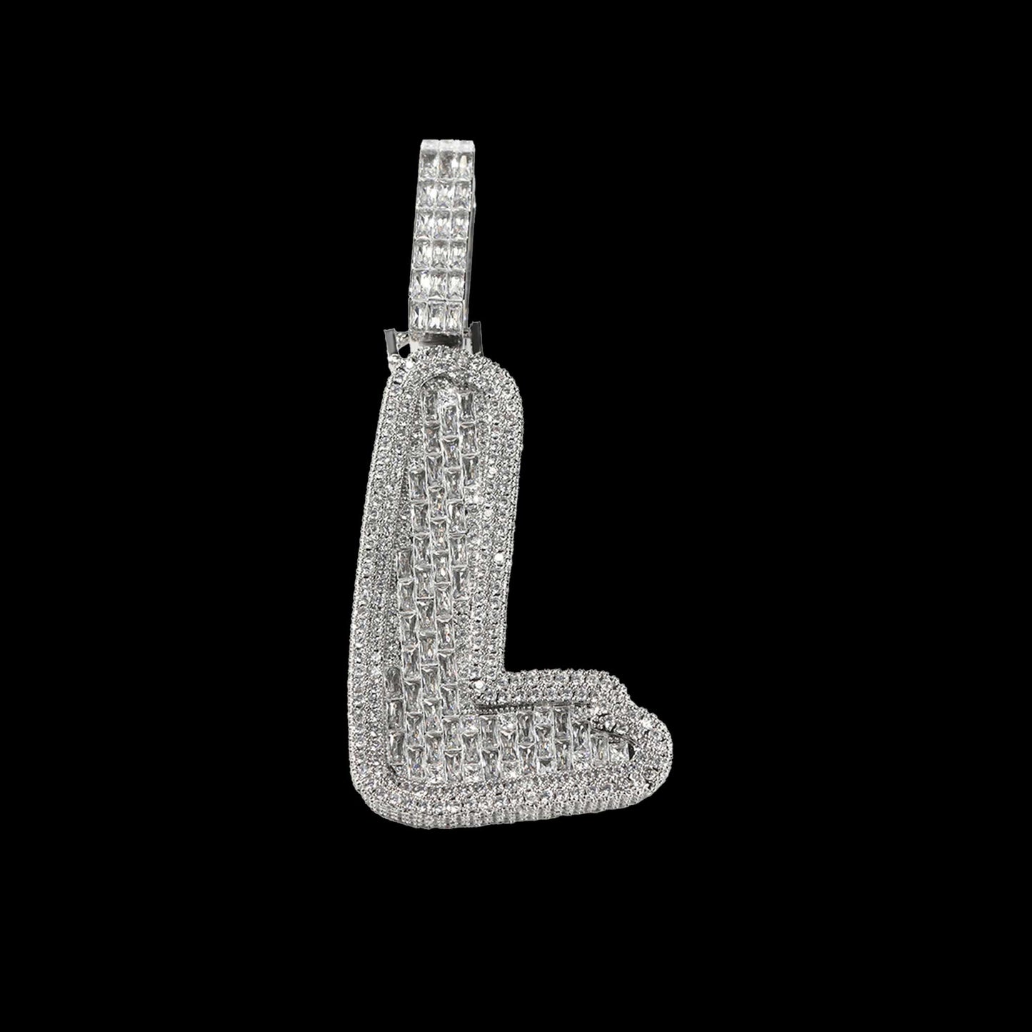 Baguette Brush Letter Custom Pendant